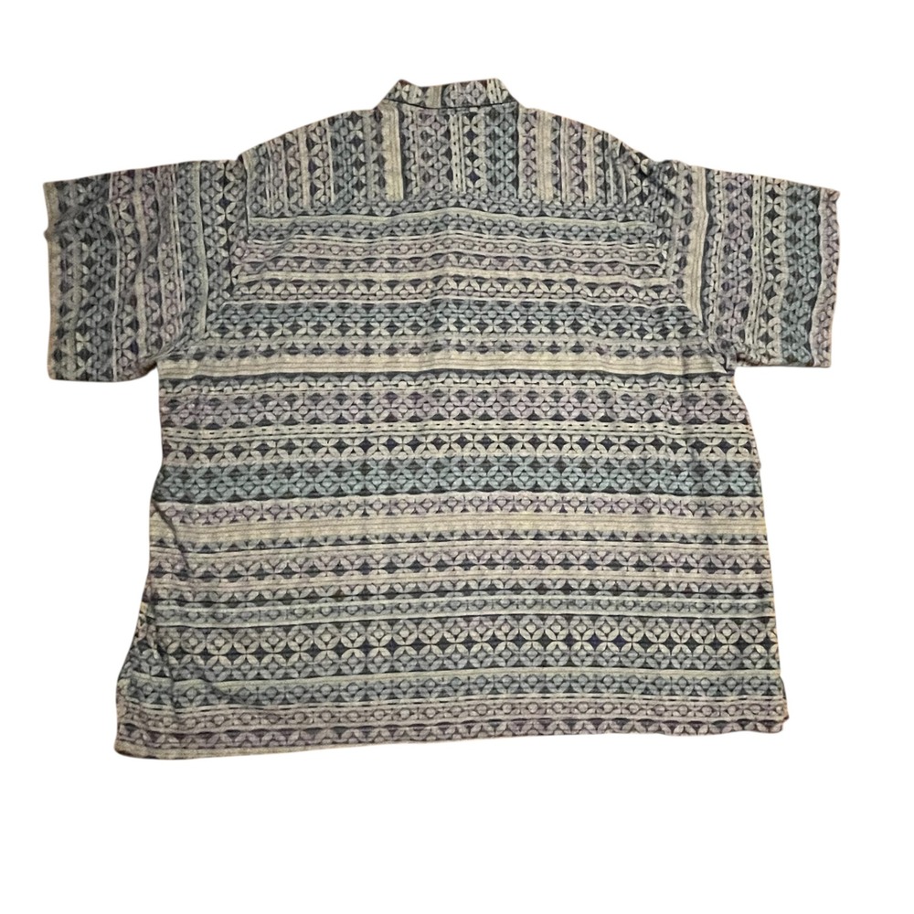Tori Richard Mens 3XB Blue Geometric Tribal Cotton Lawn Hawaii Shirt